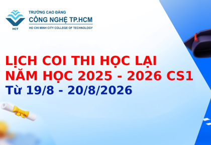 LỊCH COI THI HỌC LẠI NĂM HỌC 2025 - 2026 CS1 TỪ 19/8 - 20/8/2026