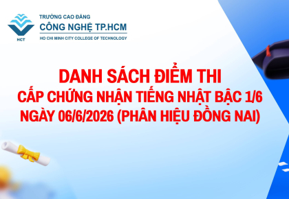 DANH SÁCH ĐIỂM THI CẤP CHỨNG NHẬN TIẾNG NHẬT BẬC 1/6 NGÀY 06/6/2026 (PHÂN HIỆU ĐỒNG NAI)