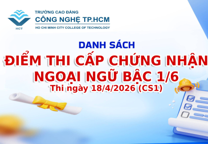 DANH SÁCH ĐIỂM THI CẤP CHỨNG NHẬN NGOẠI NGỮ BẬC 1/6 THI NGÀY 18/4/2026 (CS1)