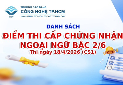 DANH SÁCH ĐIỂM THI CẤP CHỨNG NHẬN NGOẠI NGỮ BẬC 2/6 THI NGÀY 18/4/2026 (CS1)
