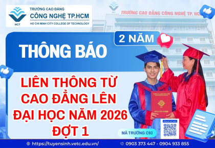 Thông báo liên thông từ  Trình độ Cao đẳng lên Đại học năm 2026 Đợt 1