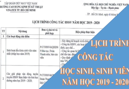 Lịch trình công tác Học sinh, Sinh viên năm học 2019 – 2010