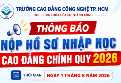 THÔNG BÁO NỘP HỒ SƠ NHẬP HỌC CAO ĐẲNG CHÍNH QUY NĂM 2026
