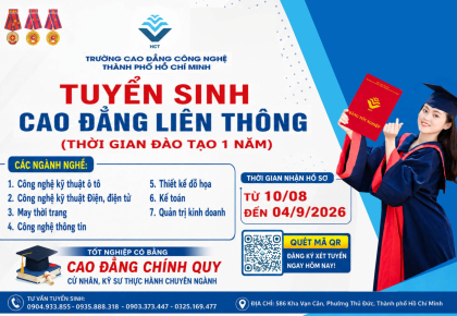 THÔNG BÁO TUYỂN SINH CAO ĐẲNG LIÊN THÔNG (THỜI GIAN ĐÀO TẠO 1 NĂM)