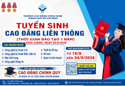 TUYỂN SINH CAO ĐẲNG LIÊN THÔNG NĂM 2026 (THỜI GIAN ĐÀO TẠO CHỈ 1 NĂM)