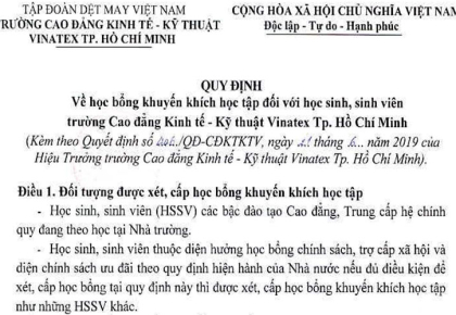Quy định về học bổng khuyến khích học tập
