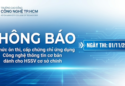 Thông báo về việc tổ chức ôn, thi cấp chứng chỉ Ứng dụng CNTT cơ bản (dành cho HS tại Cơ sở chính ngày 01/11/2026)
