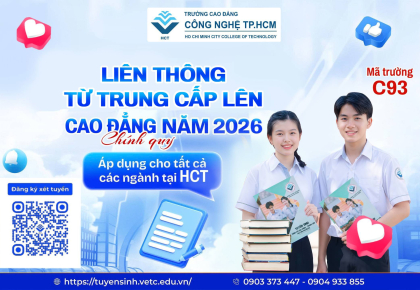 Thông báo tuyển sinh liên thông từ trình độ Trung cấp lên Cao đẳng năm học 2026 – 2027