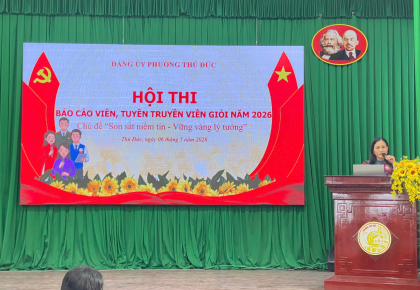 CÁN BỘ VIÊN CHỨC NHÀ TRƯỜNG ĐẠT THÀNH TÍCH CAO TRONG HỘI THI BÁO CÁO VIÊN, TUYÊN TRUYỀN VIÊN GIỎI NĂM 2026 DO ĐẢNG ỦY PHƯỜNG THỦ ĐỨC TỔ CHỨC