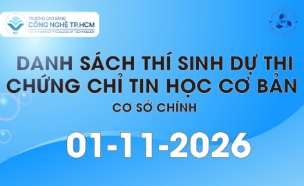 DANH SÁCH THÍ SINH DỰ THI CHỨNG CHỈ TIN HỌC CƠ BẢN - NGÀY 01-11-2026 TẠI CƠ SỞ CHÍNH 