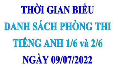 Thời gian biểu và Danh sách thi cấp chứng nhận Tiếng Anh bậc 1/6, bậc 2/6 thi ngày 09/07/2022