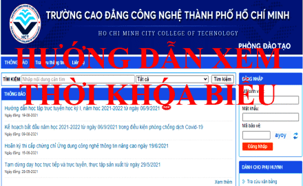 Hướng dẫn xem thời khóa biểu học tập cho HSSV nhập học năm 2021