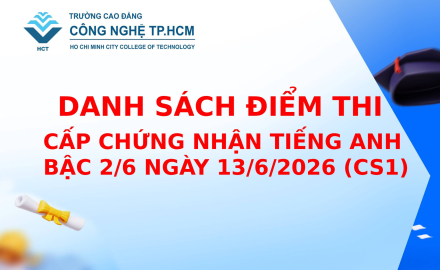 DANH SÁCH ĐIỂM THI CẤP CHỨNG NHẬN TIẾNG ANH BẬC 2/6 NGÀY 13/6/2026 (CS1)