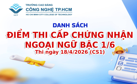DANH SÁCH ĐIỂM THI CẤP CHỨNG NHẬN NGOẠI NGỮ BẬC 1/6 THI NGÀY 18/4/2026 (CS1)
