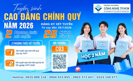 TUYỂN SINH CAO ĐẲNG CHÍNH QUY NĂM 2026 - XÉT HỌC BẠ THPT - TRÚNG TUYỂN NGAY
