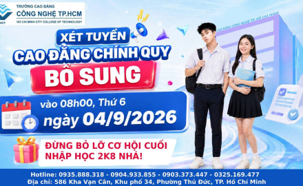 THÔNG BÁO TUYỂN SINH CAO ĐẲNG HỆ CHÍNH QUY ĐỢT 2 BỔ SUNG NĂM 2026
