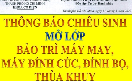 Thông báo chiêu sinh các lớp ngăn hạn