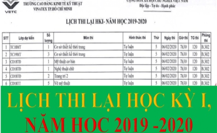 Thông báo “Lịch thi lại học kỳ 1, năm học 2019 – 2020”