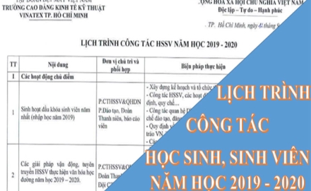 Lịch trình công tác Học sinh, Sinh viên năm học 2019 – 2010