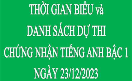 Thời gian biểu và Danh sách dự thi Chứng nhận Tiếng Anh bậc 1/6