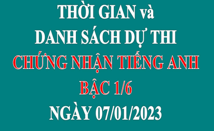 Danh sách điểm thi cấp chứng nhận Tiếng Anh bậc 1/6, thi ngày 04/06/2022