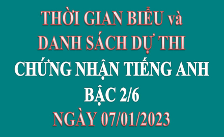 Danh sách điểm thi cấp chứng nhận Tiếng Anh bậc 2/6, thi ngày 04/06/2022