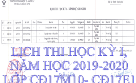Lịch thi học kỳ I, năm học 19-20