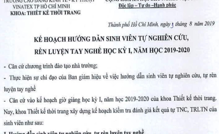 Kế hoạch hướng dẫn sinh viên tự ngiên cứu, rèn luyện tay nghề