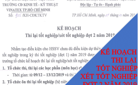 Kế hoạch thi lại tốt nghiệp/xét tốt nghiệp đợt 2 năm 2019