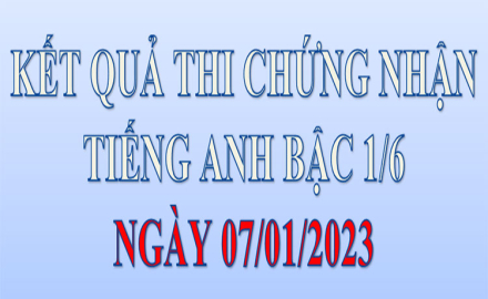 Kết quả thi chứng nhận Tiếng Anh bậc 1/6, ngày 07/01/2023