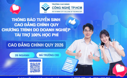 Thông báo, tuyển sinh Cao đẳng chính quy năm 2026, chương trình do Doanh nghiệp tài trợ 100% học phí