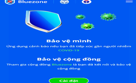Thông báo cài đặt và khai báo y tế trên ứng dụng Bluezone