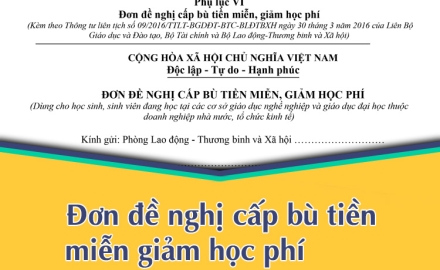 ĐƠN ĐỀ NGHỊ CẤP BÙ TIỀN MIỄN GIẢM HỌC PHÍ