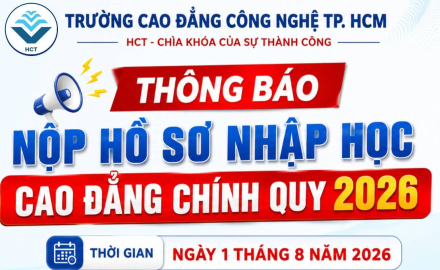 THÔNG BÁO NỘP HỒ SƠ NHẬP HỌC CAO ĐẲNG CHÍNH QUY NĂM 2026