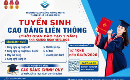 TUYỂN SINH CAO ĐẲNG LIÊN THÔNG NĂM 2026 (THỜI GIAN ĐÀO TẠO CHỈ 1 NĂM)