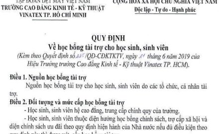 Quy định về học bổng tài trợ cho học sinh sinh viên
