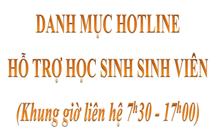 Danh mục hotline hỗ trợ học sinh sinh viên (sinh viên và phụ huynh vui lòng liên hệ trong khung giờ 7h30 – 17h00)