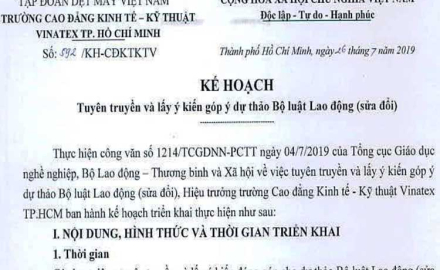 Kế hoạch tuyên truyền và lấy ý kiến góp ý dự thảo Bộ luật Lao động (sửa đổi)