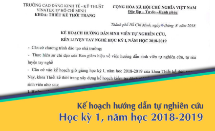 Kế hoạch hướng dẫn sinh viên tự nghiên cứu, rèn luyện tay nghề học kỳ 1 năm học 2018-2019