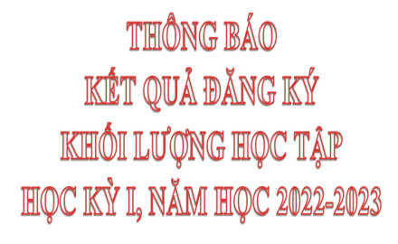 Thông báo kết quả đăng ký khối lượng học tập học kỳ I, Năm học 2022-2023