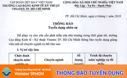 Thông báo tuyển dụng nhân sự
