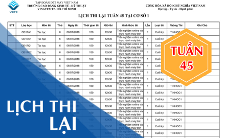 Lịch thi lại tuần 45