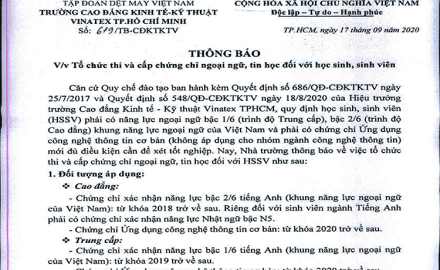 Quy định về chứng chỉ ngoại ngữ, tin học đối với học sinh, sinh viên