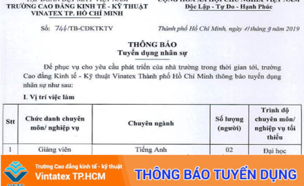 Thông báo tuyển dụng Giảng viên Tiếng Anh