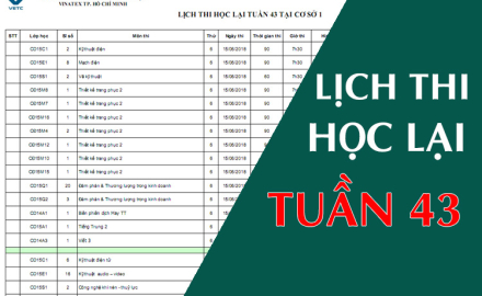 Lịch thi học lại tuần 43