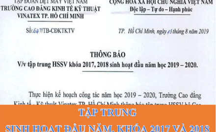 Thông báo, kế hoạch sinh hoạt đầu năm học 2019 – 2020