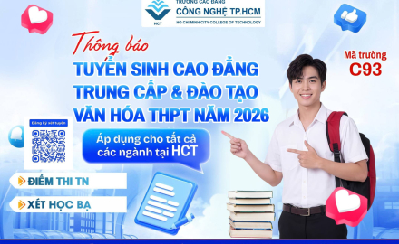 Thông báo tuyển sinh trình độ Cao đẳng, Trung cấp và đào tạo văn hoá THPT năm 2026
