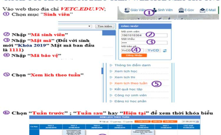 Cách xem “Thời khóa biểu” trên Website Nhà trường