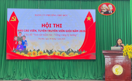 CÁN BỘ VIÊN CHỨC NHÀ TRƯỜNG ĐẠT THÀNH TÍCH CAO TRONG HỘI THI BÁO CÁO VIÊN, TUYÊN TRUYỀN VIÊN GIỎI NĂM 2026 DO ĐẢNG ỦY PHƯỜNG THỦ ĐỨC TỔ CHỨC